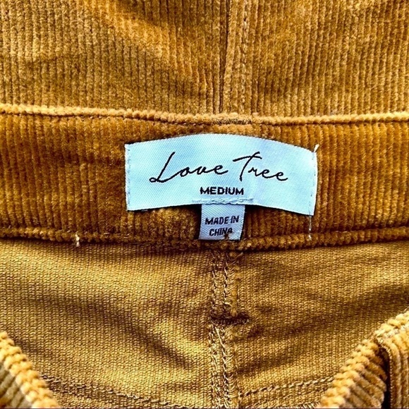 Love Tree Mini Skirt Womens Medium Corduroy Fitted Raw Frayed Hem Neutral Casual - Picture 3 of 3